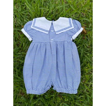 90’s Carriage Boutiques Smocked Nautical Striped Romper 9M