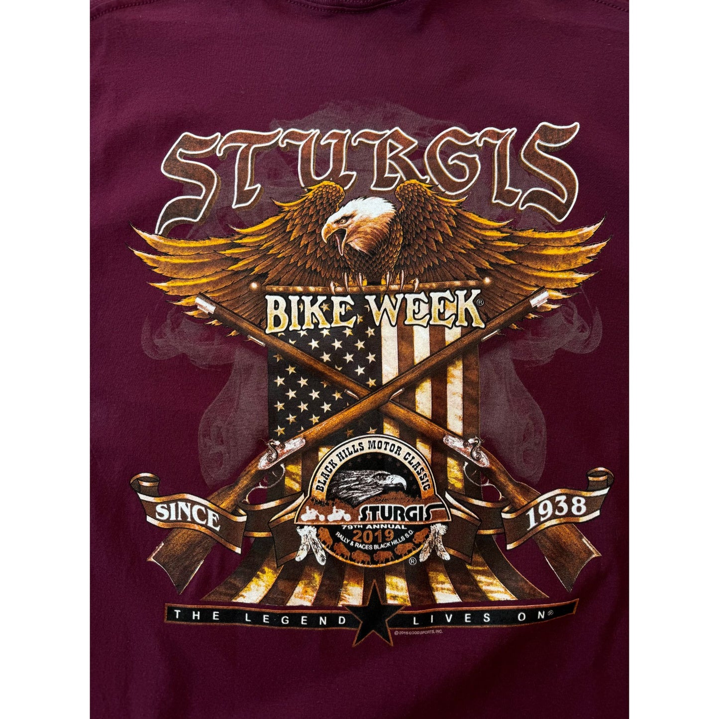 NWT 2019 Sturgis Bike Week Motorcycle Rally Eagle Graphic Tee Large