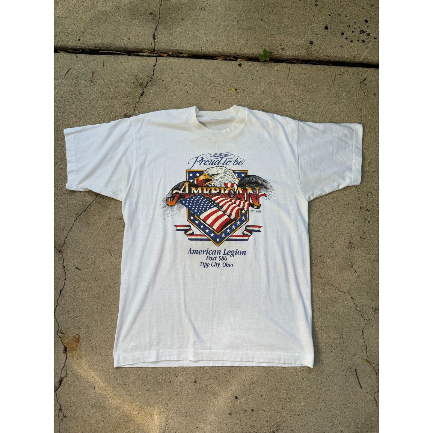 91' Proud to be American Bald Eagle Single Stitch Graphic Tee T-Shirt