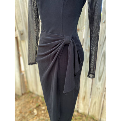90's Betsy & Adam Sweetheart Illusion Bodycon Black Dress Size 5/6