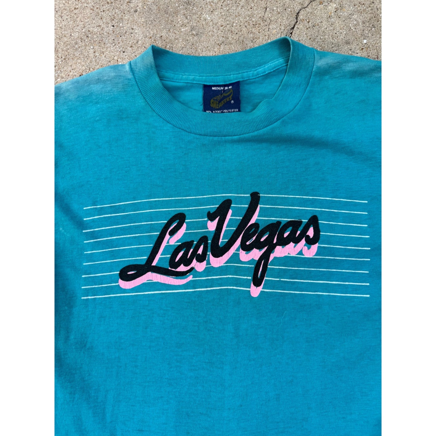 80's Las Vegas Colorblock Single Stitch Graphic Tee T-Shirt Medium