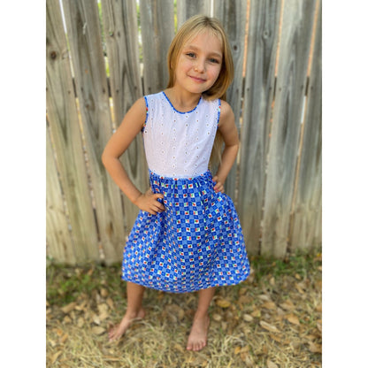90's Handmade Blue Fruit Dress 7