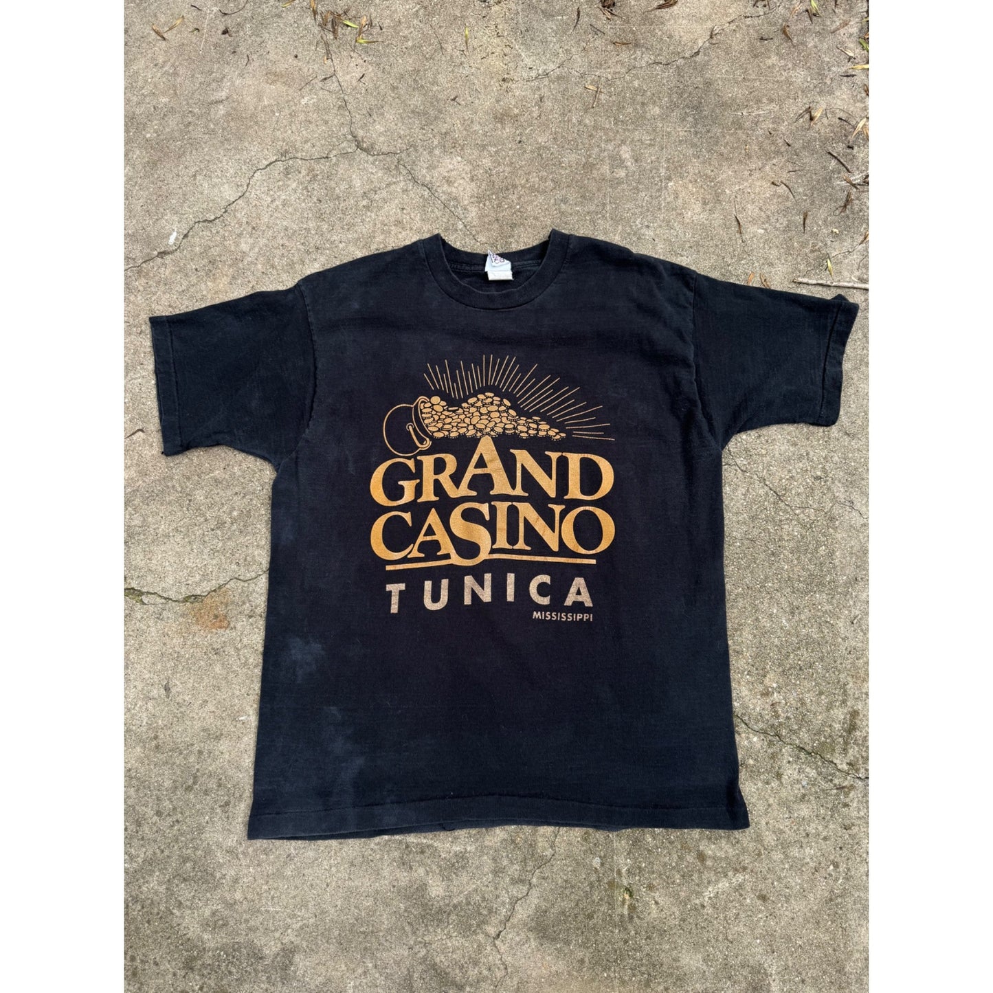 90's Grand Casino Tunica Mississippi Black Single Stitch Tee T-Shirt XL