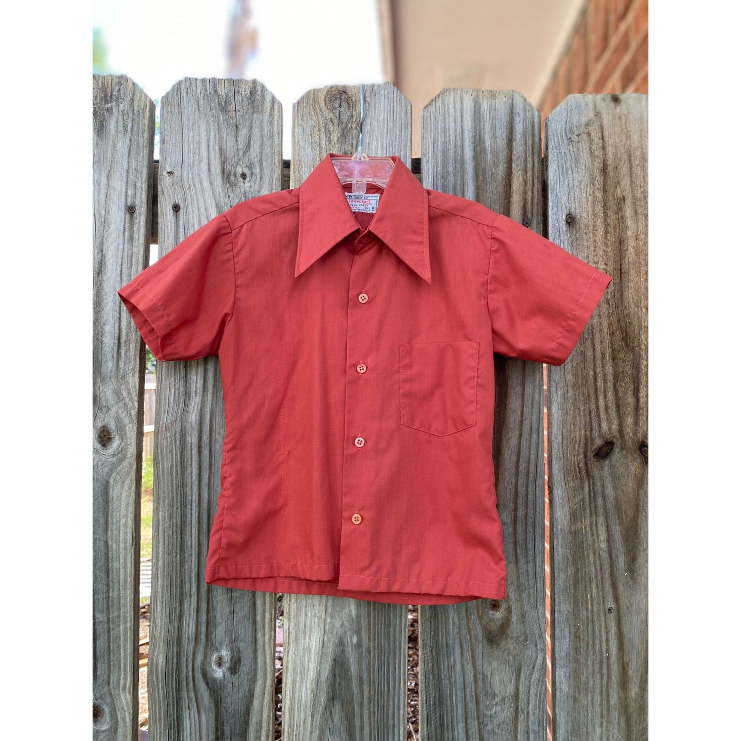 70's Towncraft Penn Prest Coral Button Down Short Sleeve Shirt 6