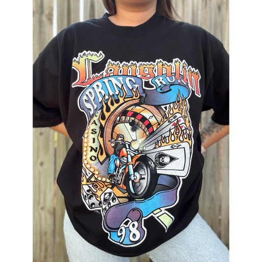 98' Spring Run Laughlin NV Motorcycle Rally Poker Tee T-Shirt XL