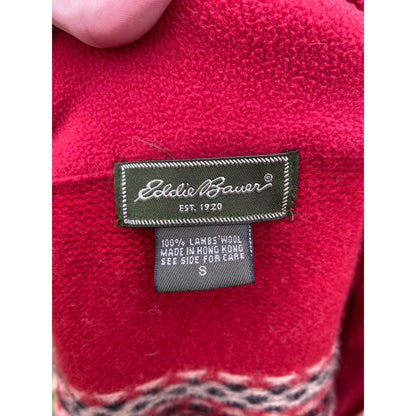 90s Eddie Bauer Lambs Wool Red Sweater Small