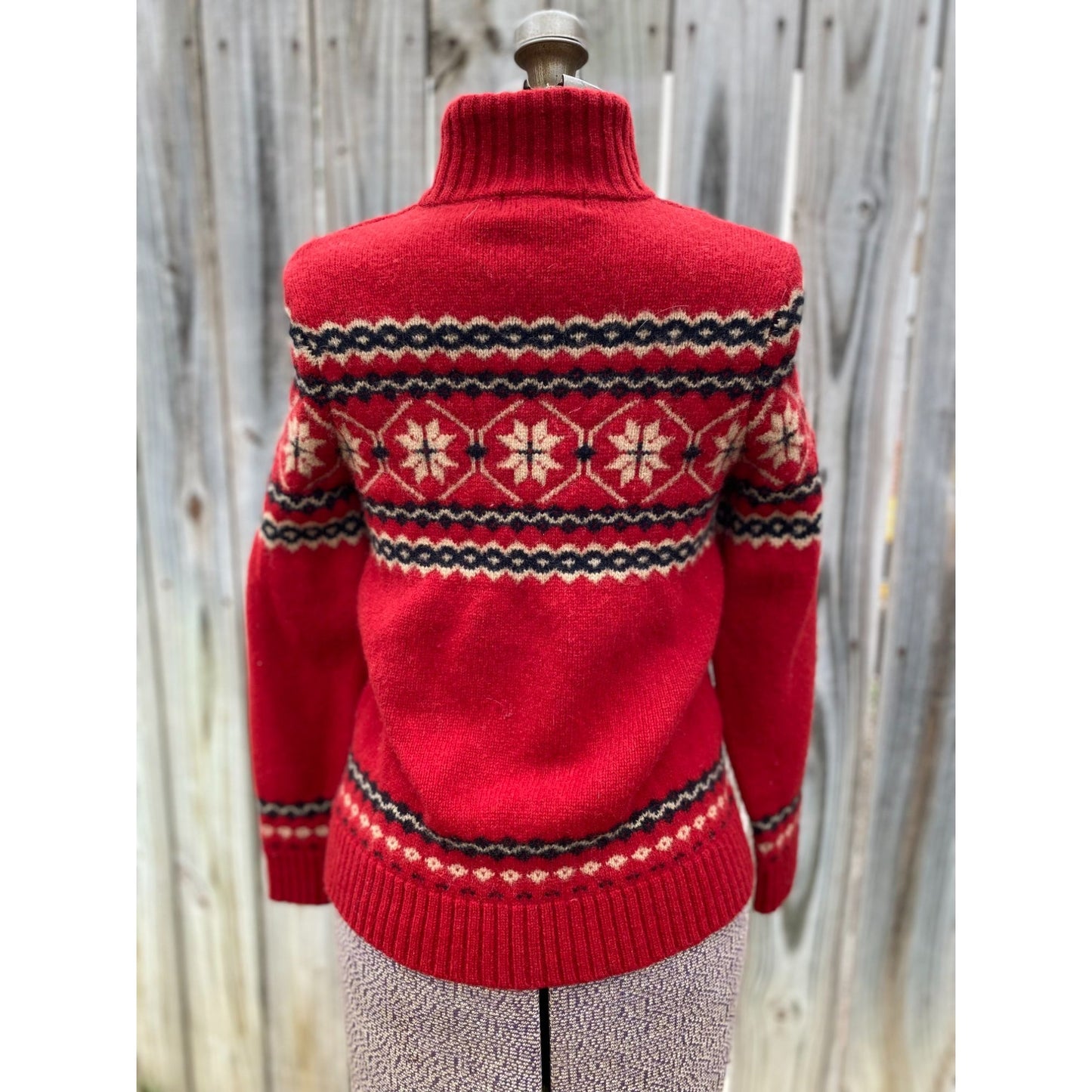 90s Eddie Bauer Lambs Wool Red Sweater Small