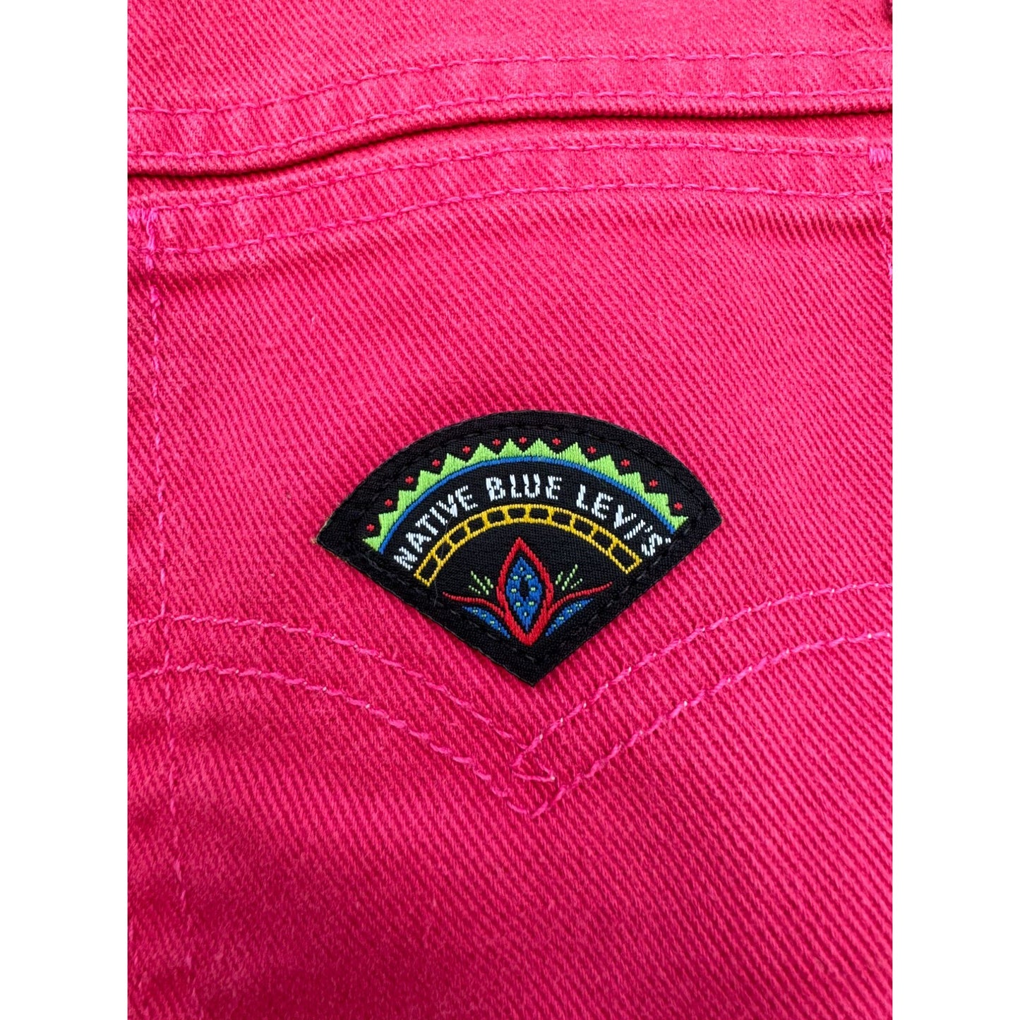 80's Levi's Native Blue Hot Pink Cut Off Raw Hem Denim Jean Shorts 9