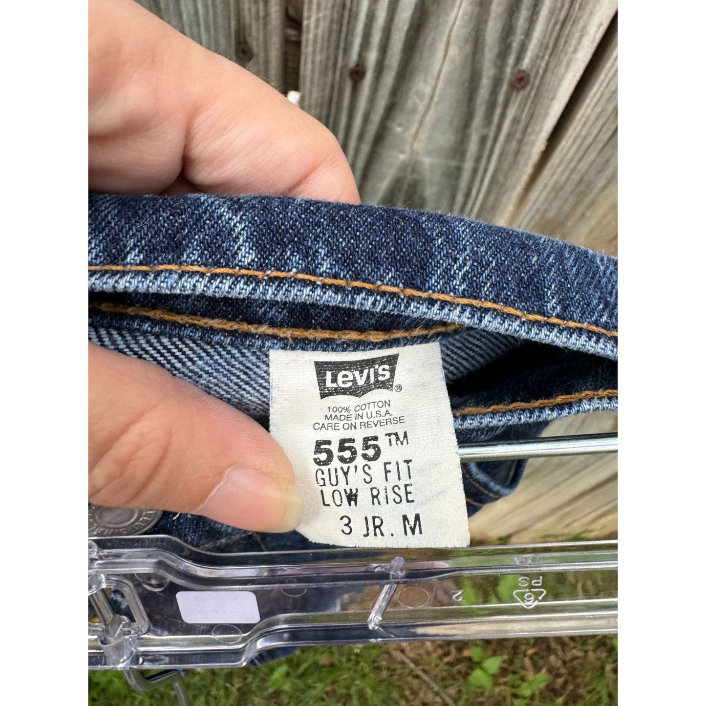 98' Levi's 555 Guy's Fit Low Rise Cut Off Raw Hem Denim Jean Shorts 3