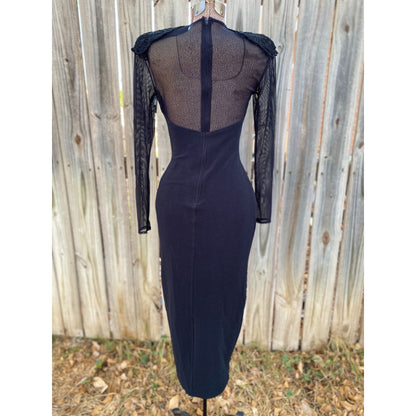 90's Betsy & Adam Sweetheart Illusion Bodycon Black Dress Size 5/6