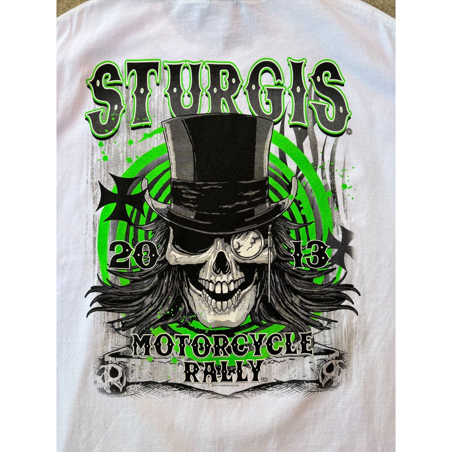 NWT 2013 Sturgis Motorcycle Rally Hot Leathers Biker Graphic Tee Large